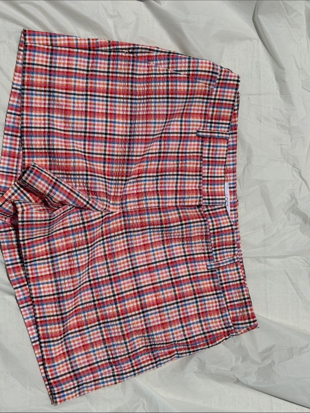 LOFT Pink and Red Plaid Rivera short